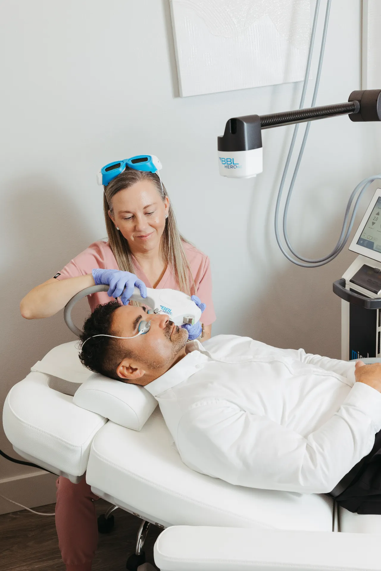 Encompass Wellness & Aesthetics customer receiving BroadBand Light (BBL) Therapy