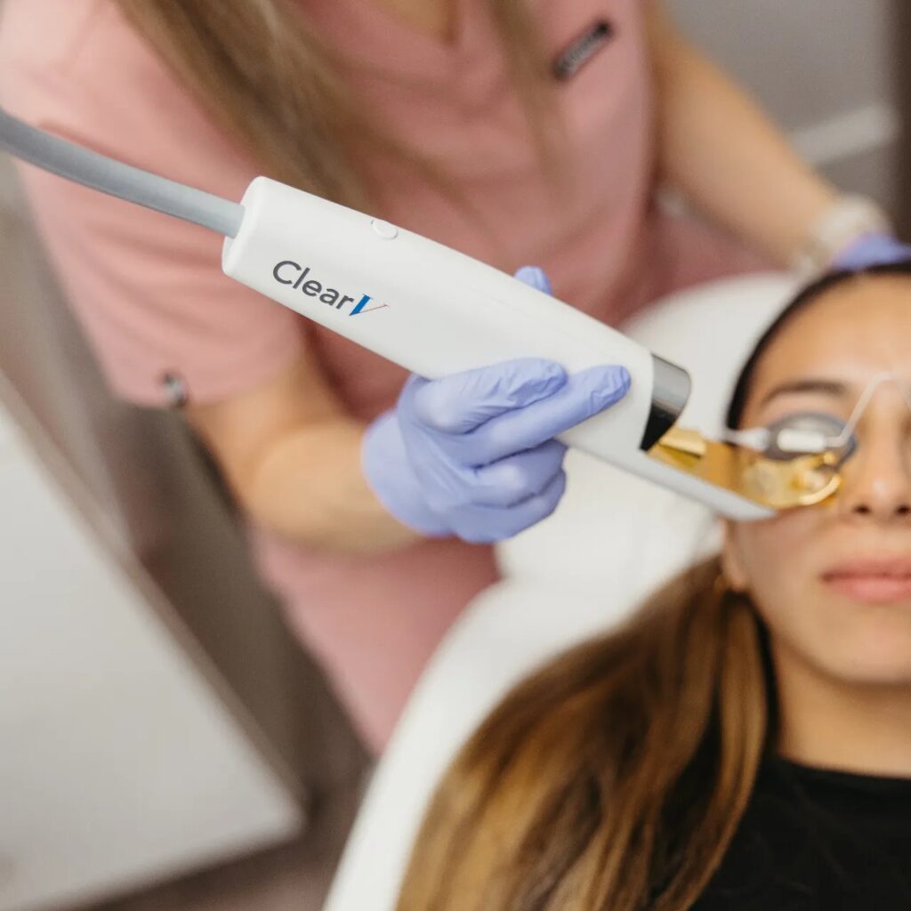 An Encompass Wellness & Aesthetics customer receiving ClearV Anti-Aging treatment.