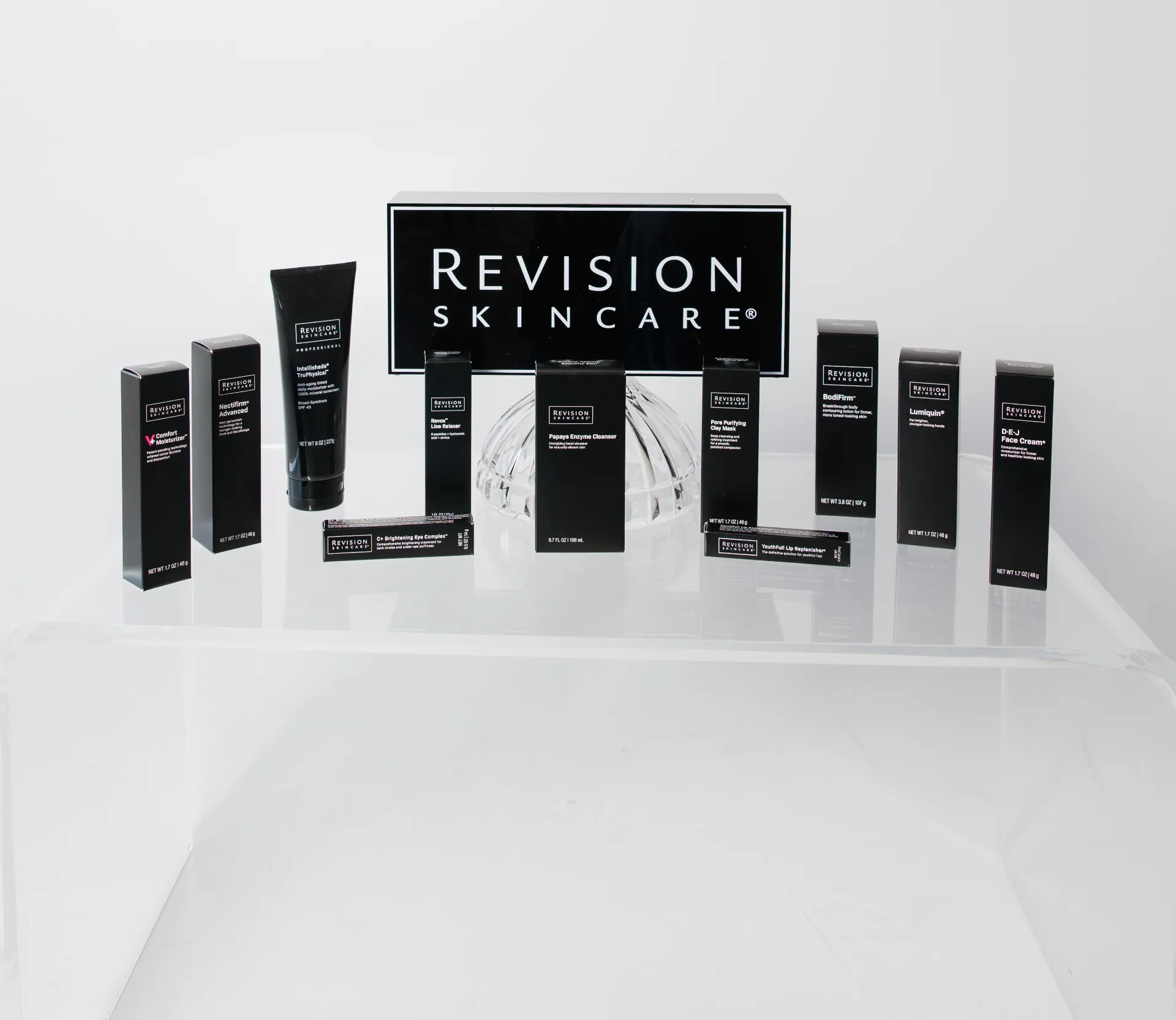 A picture of the Revision Skincare products sold at Encompass Wellness & Aesthetics