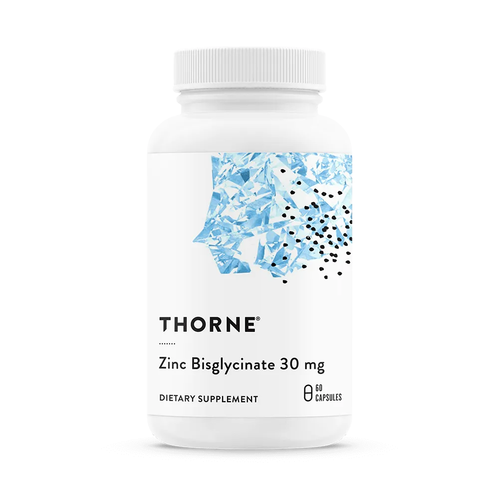 Thorne's Zinc Bisglycinate 30 mg product sold in partnership with Encompass Wellness & Aesthetics