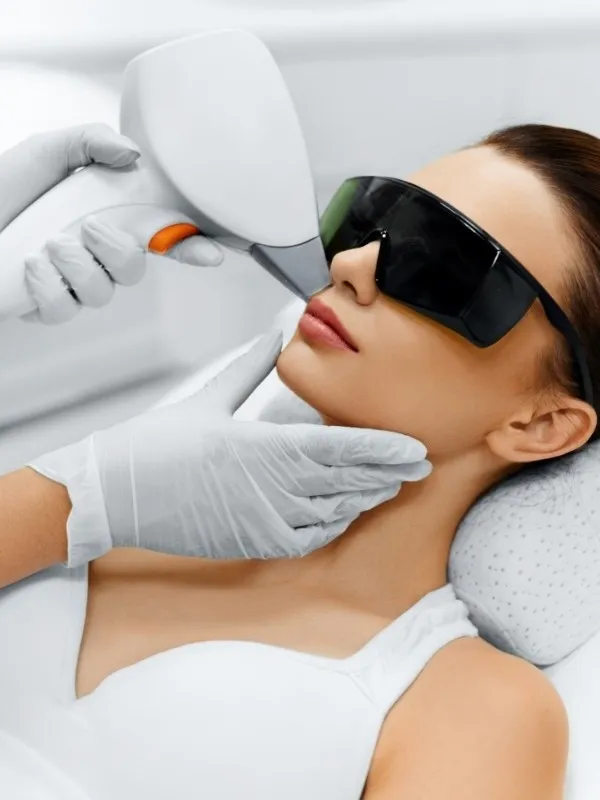 Women receiving Forever Bare BBL treatment on her upper lip